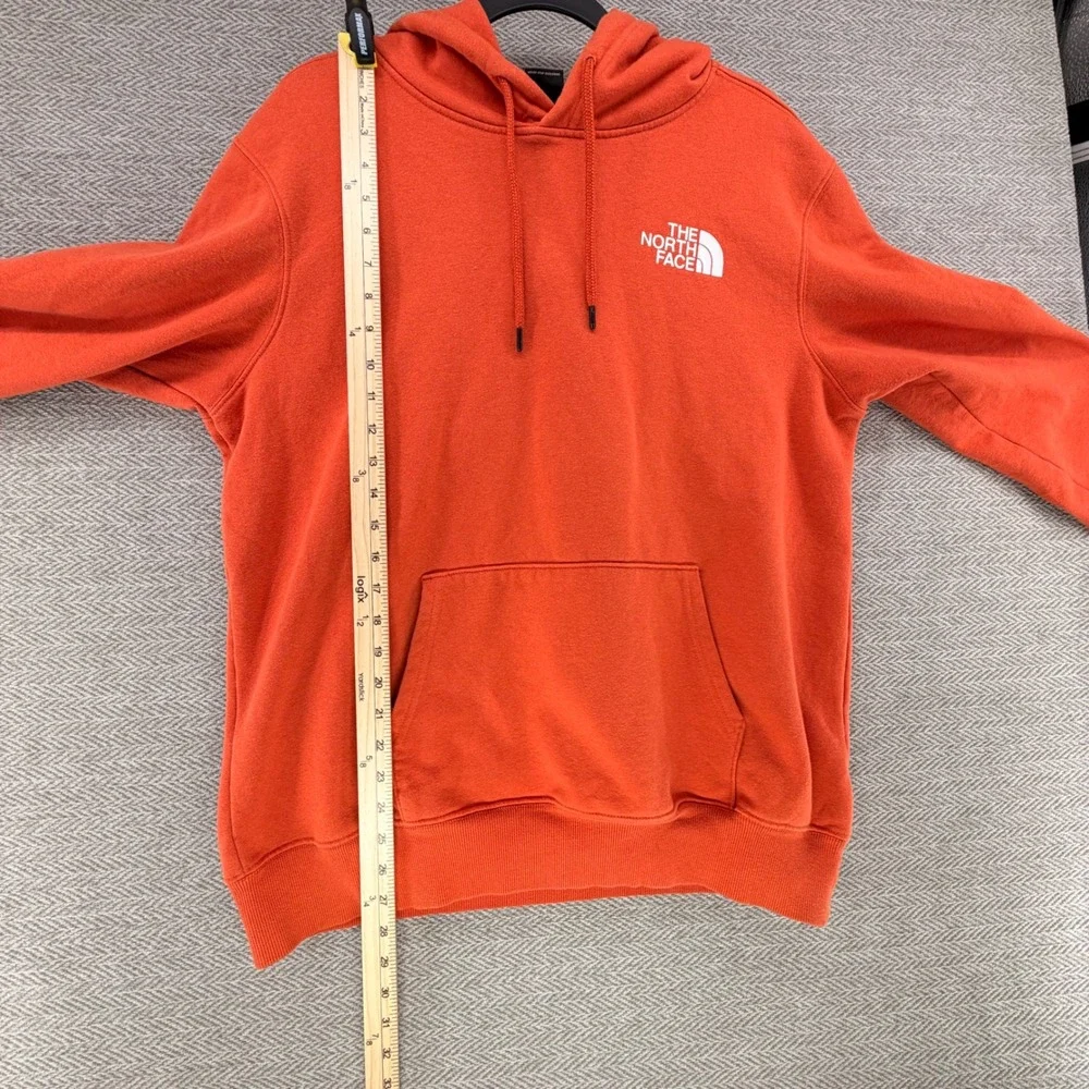 The North Face Mens Box Logo Hoodie Orange Never Stop Exploring Large Pullover